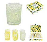 Coffret de 6 Bougies parfumées citronnelles - M12 - 4,5 x 4,5 x 5,5 cm - Jaune et vert - CMP