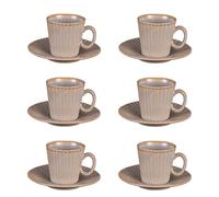 Table Passion - Coffret 6 tasses à café Liv - avec sous-tasses - Porcelaine Gris