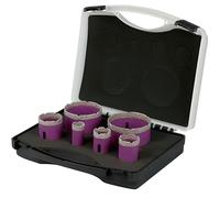 Coffret de 6 trépans diamant à sec pour meuleuse M14 - D. 22 - 30 - 35 - 42 - 68 - 75 mm - Céramique/Grès/Granit