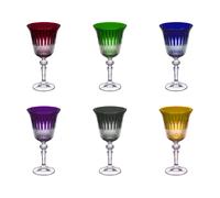 Coffret de 6 verres à pied 22 cl en cristallin taillé