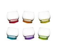 Coffret de 6 verres mini Culbuto 6 cl avec fonds colorés assortis