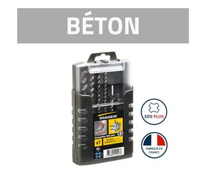 Coffret de 7 forets béton Booster-Plus SDS-Plus L110-160mm Ø5-6-8-10-12mm DIAGER