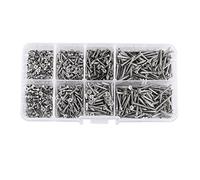 Coffret de 800pcs M2 Assortiment Vis Boulon Tête Plate Fraisée Phillips Cruciforme Entièrement Filetée en Acier au Carbone é, M2 x 4/5/6/8/10/12/16/20mm