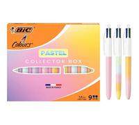 Coffret de 9 stylos bille 4 couleurs pastel assortis