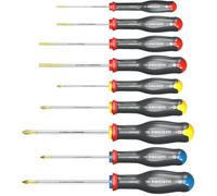Coffret de 9 Tournevis Protwist - FACOM - AT.9PB - Fente/Phillips/Prozidriv - Standard - Gris