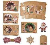 Coffret de bonbons de Noël avec emballage en jute - Lot de 12 pièces - Boîte rectangulaire - 20,5 x 6 x 14 cm - Idée cadeau