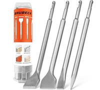 Coffret de burins BAUBECK SDS Plus 4 pcs 250 mm - Burins droits et coudés pour béton et maçonnerie, outils robustes, longue durée de vie