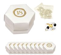 Coffret de cadeaux pour un 18e anniversaire, comprenant 10 boîtes hexagonales, avec impression dorée, à personnaliser soi-même