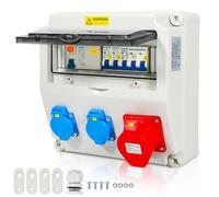 Coffret De Chantier Courant Fort Kit Complet Tableau De Chantier IP44 Disjoncteur Adaptateur Prise CEE 1X16A 2x230V MIT LS+FI