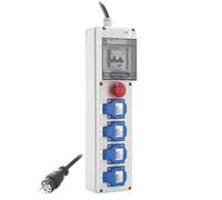 Coffret de chantier IP44 monophasé avec différentiel général 3MA + 4 prises 23V 16A + arrêt d’urgence + câble 3m HO7 3X2.5MM² Gewiss