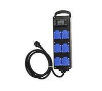 Coffret de chantier monophasé en caoutchouc 6 prises 16 Ampères 230 volts avec un disjoncteur différentiel, câble 3G2,5 et fiche NF 2 Pôle + Terre. IP44/IK08.