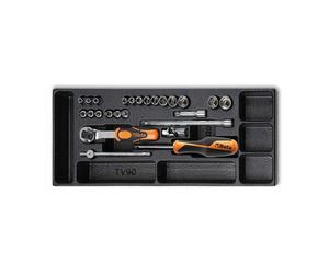 Coffret de clés à douilles articulées BETA T91 + plateau thermoformé (25 pièces) - 024240091