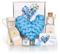 Coffret de condoléances comprenant un coussin en forme de cœur, du sel de bain à la lavande et une bougie