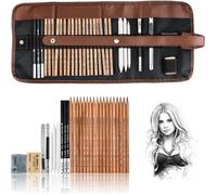 Coffret de dessin et d'esquisse professionnel de 29 pièces comprenant des crayons graphite, des crayons fusain, un stylo effaçable