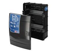 Coffret de Distribution Encastré 2 Rangée pour 16 Modules 110x215x290,5 mm IP40 - Noir Boîtier Électrique en ABS - Coffret Électrique pour Installations Intérieures - Horoz Electric