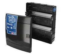 Coffret de Distribution Encastré 2 Rangée pour 24 Modules 112,5x286x340,5 mm IP40 - Noir Boîtier Électrique en ABS - Coffret Électrique pour Installations Intérieures - Horoz Electric