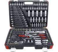 Coffret de Douilles 216 pcs - 6,3 mm (1/4), 10 mm (3/8), 12,5 mm (1/2) - Acier Résistant - Ensemble Complet pour Bri - D-Work
