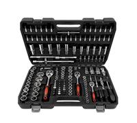 Coffret de Douilles 58 Pièces avec 1/2" + 1/4" clef à Cliquet & Coffret de Vissage Embouts, Joint Universel, Rallonges, Clés héxagonaleset Barre Coulissante pour Voiture Bricolage (172pcs)