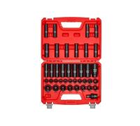 VEVOR Coffret de Douilles à Chocs 39PCs à Entraînement de 12,7 mm, Kit de Douilles Profondes et Courtes à 6 Pans, Métriques 9-30 mm, en Acier Cr-V, Double Marquage de Taille, pour Entretien Automobile