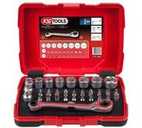 Coffret de douilles et d'embouts de visage 1/4' + 11 mm KS TOOLS - 31 pièces - 918.3050 rouge avec accents noirs G