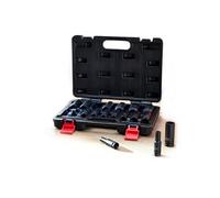 Coffret de douilles longues W-16PS-BK 1/2 à choc 16 pcs Socket de 10 à 32, Acier chrome-molybdène