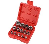 Coffret de douilles Torx femelles 1/4"", 3/8"", 1/2"", E4, E5, E6, E7, E8, E10, E11, E12, E14, E16, E18, E20, E22, E24 avec étui