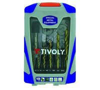 Coffret de forets pour métal - TIVOLY - Coffret 19 pièces - Forets HSS TiN - Tarauds & filières - Mallette antichoc