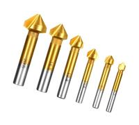 Coffret de Fraises à Chanfreiner 90° 6 Pièces Hss Titane | 6mm à 19mm, Goujure de Chanfreinage, pour Trous Nets sur PVC et Pièces Usinées, Atelier