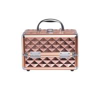 coffret de maquillage or rose 23 x 15 x 18cm avec miroir et verrouillage beauty case portable pour coiffeuse,fournitures de couture