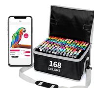 Coffret de marqueurs 168+2 couleurs, double pointe, avec application, sac de transport