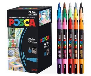 Coffret de marqueurs pigmentaires Posca, 15 couleurs