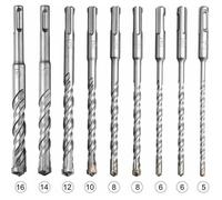 Coffret de mèches et burins SDS-Plus - Lot de 9 forets 5-16mm pour béton, pierre, céramique - Acier au carbure, tête en X