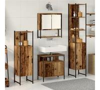 Coffret de Mobilier de Salle de Bain 4 Pièces Bois Usé Bois Tranché G