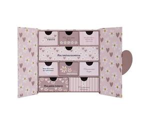 Coffret de naissance souvenirs cœurs 9 tiroirs - Rose