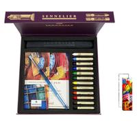 Coffret de pastels à l'huile, 12 couleurs, comprenant un bloc, des pinceaux, un chiffon et 2 feuilles de papier