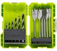 Coffret de perçage bois RYOBI, 12 accessoires, 6 forets bois, 6 mèches plates, RAK12SWD