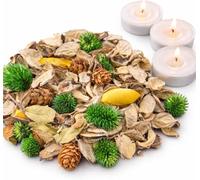 Coffret de Pot-pourri parfumé WALWI Bois de Santal & Patchouli | Un Parfum d'ambiance Chaleureux et Une décoration de Table élégante avec 3 Bougies Chauffe-Plat sans Parfum