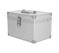 Coffret de Rangement en Alliage D'aluminium avec Poignée, Double Couche | Argenté, Compartiment Intérieur Large et Angle Droit, pour Documents et Outils, Usage Extérieur Professionnel