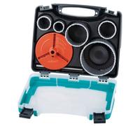 wolfcraft 3464000 - Kit Trépans Multi-lames - Pour Maçonnerie et Pierre - 5 Trépans 33 à 83 mm - Profondeur de Coupe 55 mm