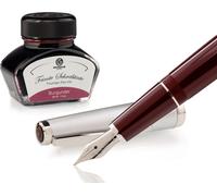 Coffret de stylos plume Cleo Skribent Classic Métal Bordeaux - stylo plume à cartouche et 30 ml d'encre bordeaux