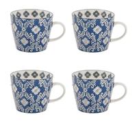 Coffret de tasses - TABLE PASSION - Almada - 36 rès bleu à arabesques - Lot 4 pièces
