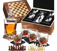 Coffret de whisky de luxe comprenant une carafe à whisky en pierres précieuses et un kit de refroidissement - Idée cadeau pour homme avec des glaçons en pierre précieuse et une carafe en pierres préci