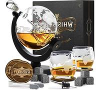 Coffret décanteur de whisky de luxe - 900 ml - Carafe décorative - Cadeau pour homme - Avec 8 glaçons à whisky et 2 verres de 285 ml