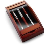 Coffret d'écriture Borkum en bois de rose, comprenant un stylo à bille, un stylo plume et un étui