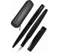 Coffret d'écriture Eleganza Diamond Titan, comprenant un stylo plume et un stylo à bille, avec étui en cuir