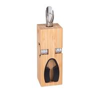 Coffret dégustation de vin en bambou et acier 6x22x6cm Beige