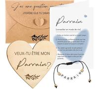 Coffret Demande de Parrain/Marraine - Bracelet Gravure, Plaque Cœur, Carte Définition, Enveloppes Cadeau