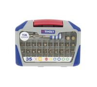 Tivoly Coffret embouts de vissage Torsion TiN 35 pièces (5PZ/5PH/8TX/8TTX/4HEX/4FE+porte-embouts)