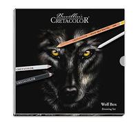 Coffret Dessin - 25 Pièces - Crayons Beaux-Arts + Pastels + Fusains + Mines - Cretacolor Wolf Box