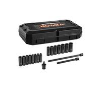 VEVOR Coffret Douilles à Chocs Profondes 3/8" 9,5 mm, Métrique 8-22 mm, Kit pour liquet 18PCs, en Acier Allié CR-V, 6 Pans, Marquages de Taille Faciles à Lire, pour Entretien Automobile